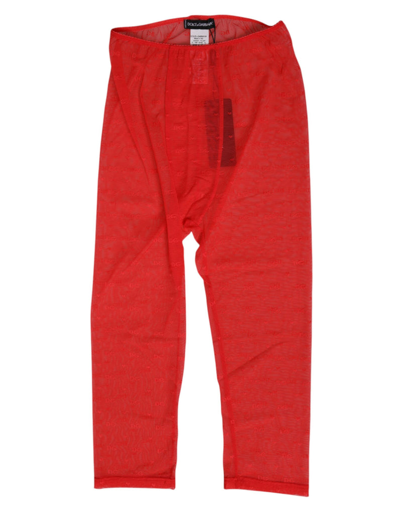 Dolce & Gabbana Pantalons Midi Serrés en Dentelle Rouge