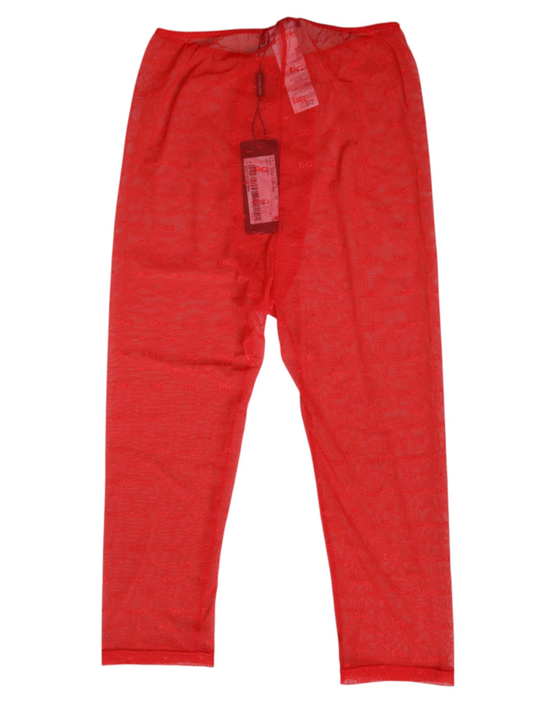 Dolce & Gabbana Pantalons Midi Serrés en Dentelle Rouge