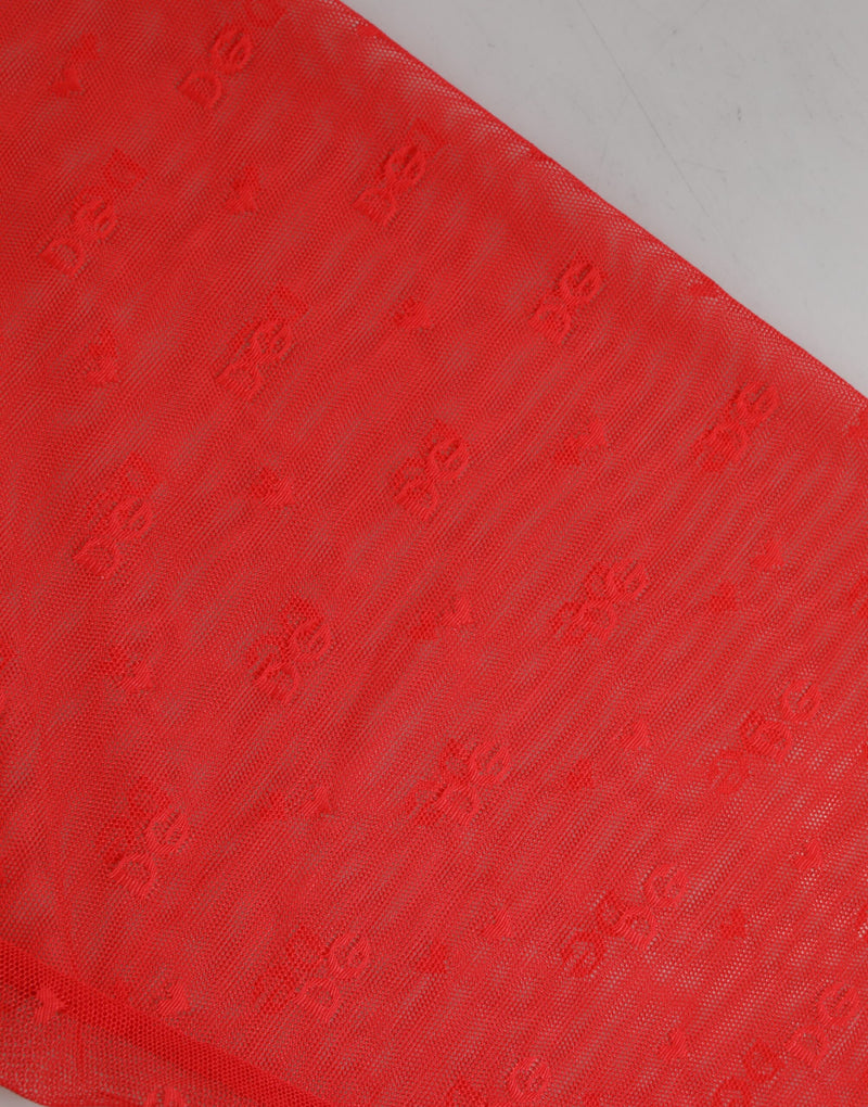 Dolce & Gabbana Pantalons Midi Serrés en Dentelle Rouge