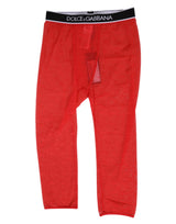 Dolce & Gabbana Red Logo Lace Tight Midi Trousers