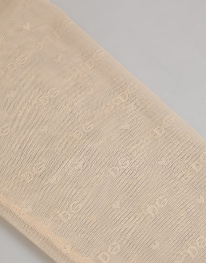 Leggings en nylon beige à logo et dentelle Dolce &amp; Gabbana - Sous-vêtements