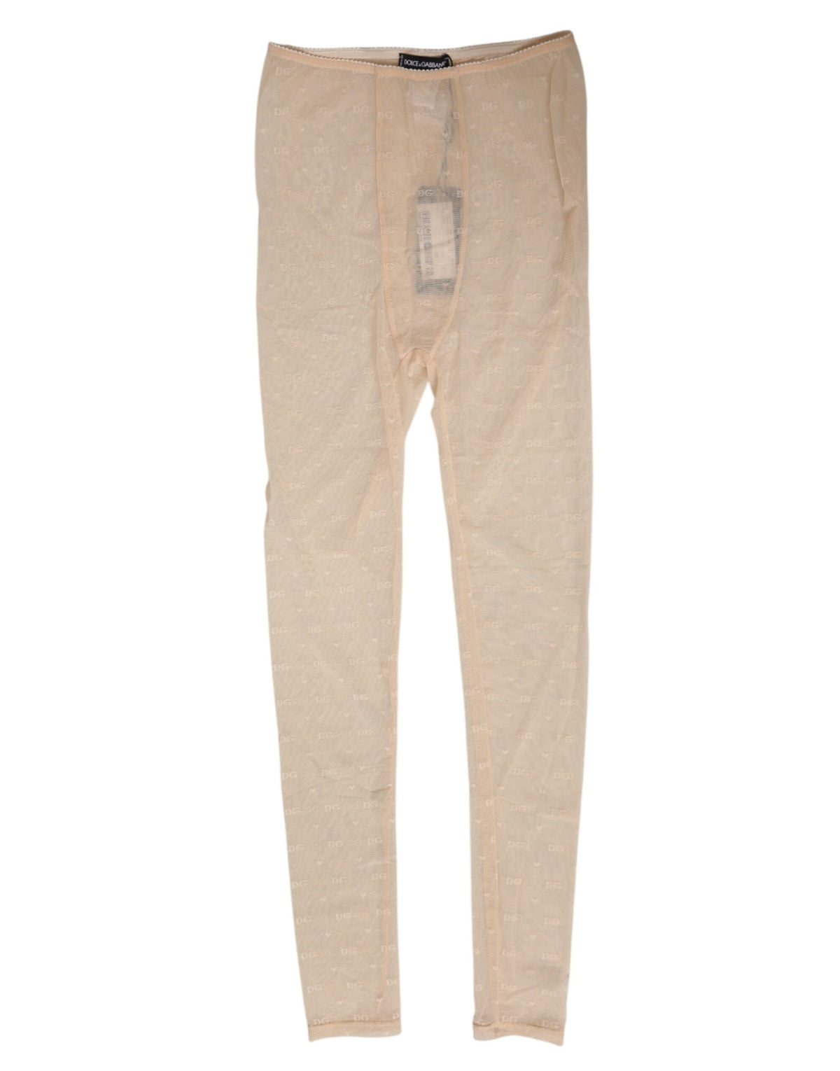 Dolce & Gabbana Leggings Beige en Nylon Élastique avec Logo