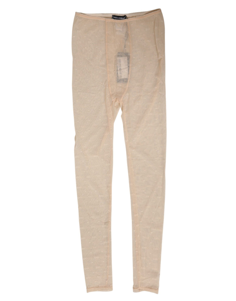 Dolce & Gabbana Leggings Beige en Nylon Élastique avec Logo