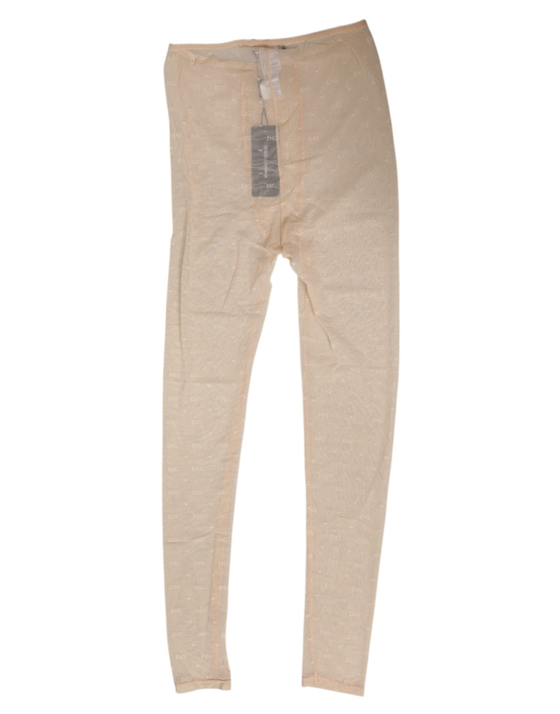 Dolce & Gabbana Leggings Beige en Nylon Élastique avec Logo