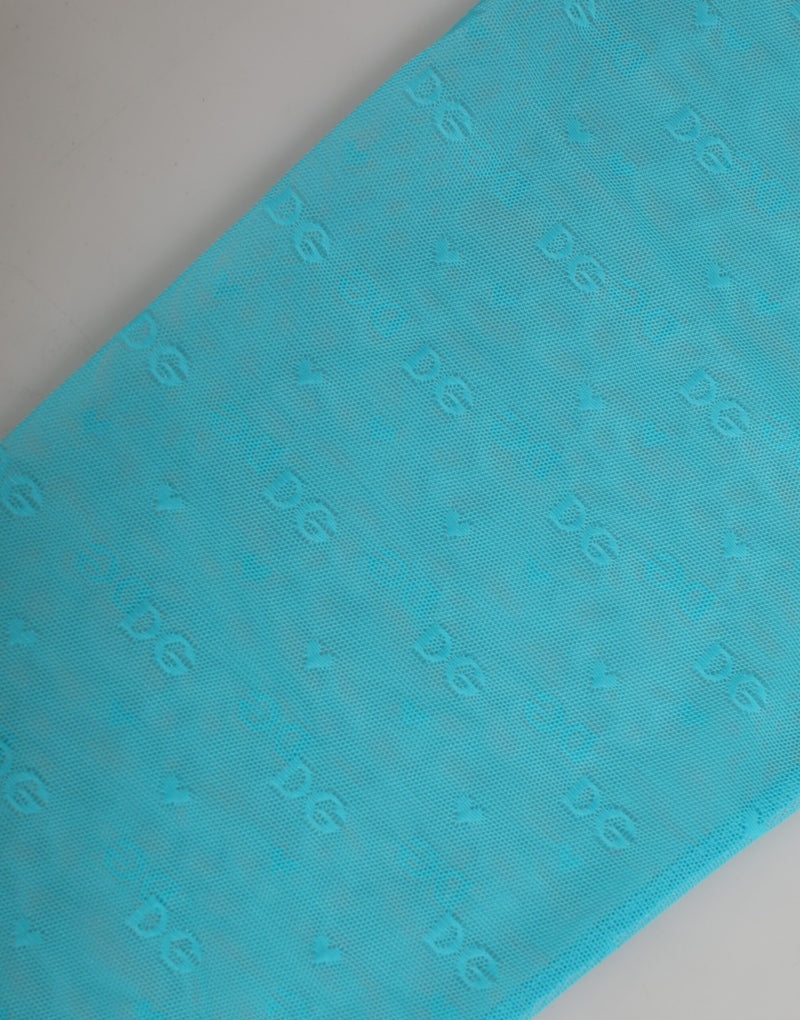 Dolce & Gabbana Light Blue Logo Lace Tight Midi Trouser Underwear