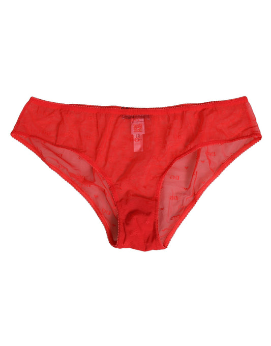 Dolce & Gabbana Red Nylon Sheer Mesh Lace Brief Panty Underwear