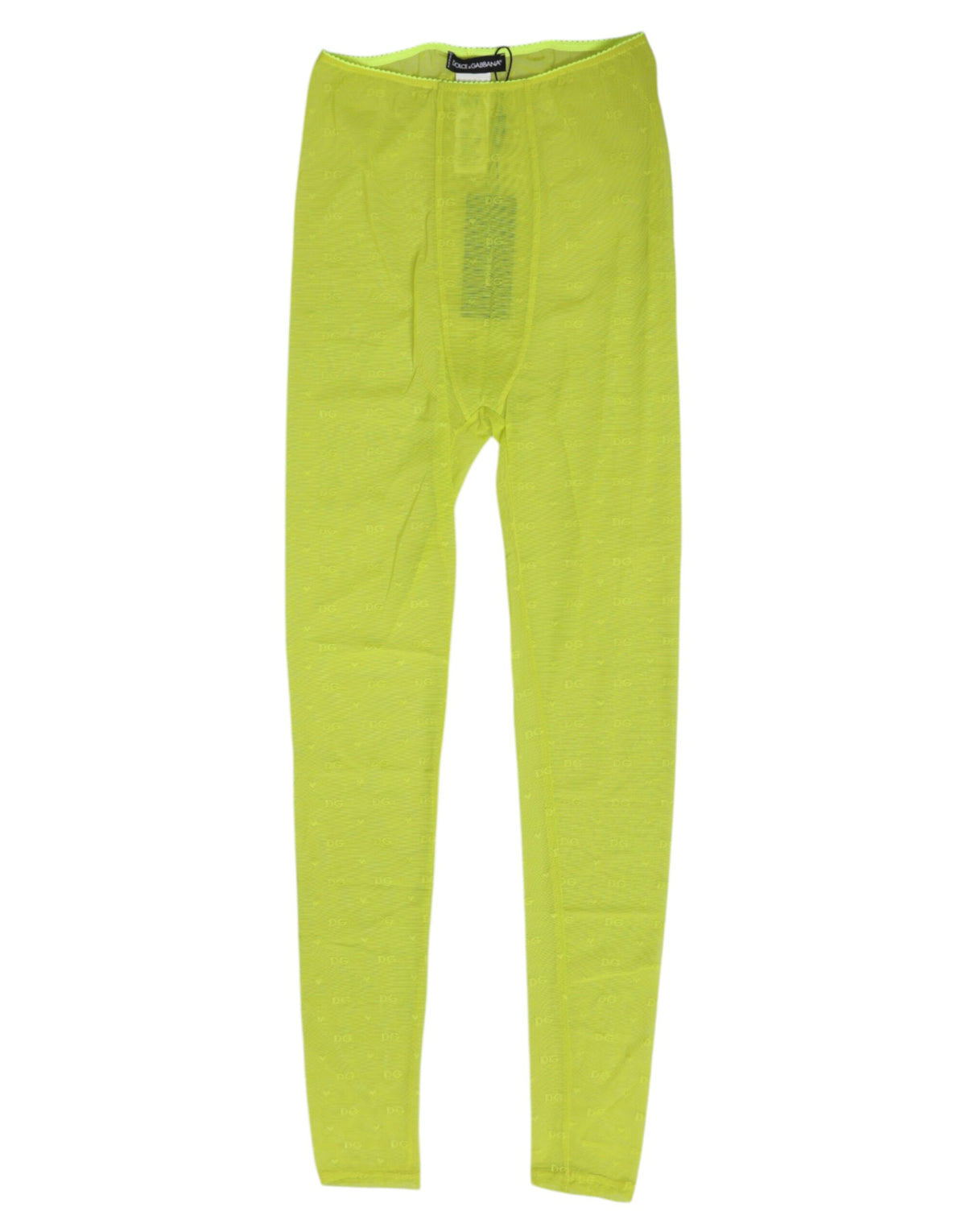 Dolce & Gabbana Neon Green Logo Lace Leggings Pants