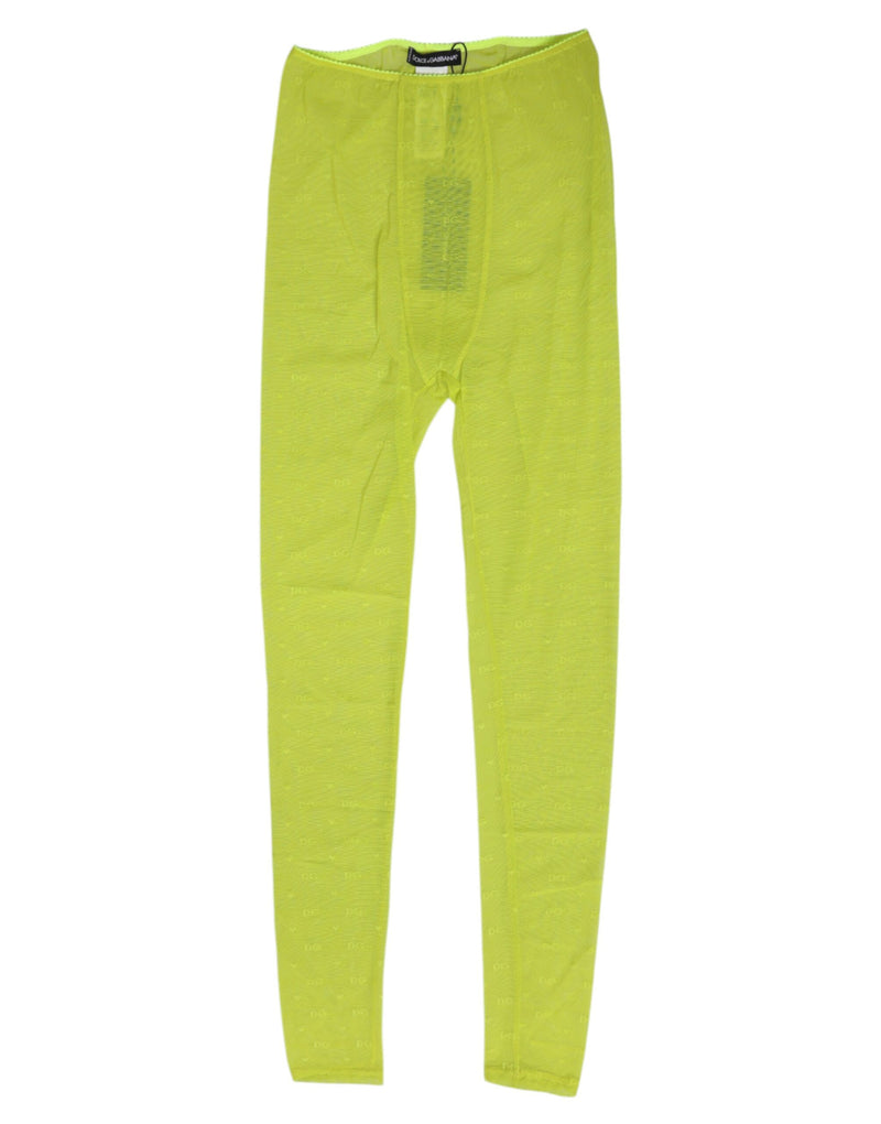 Dolce & Gabbana Neon Green Logo Lace Leggings Pants