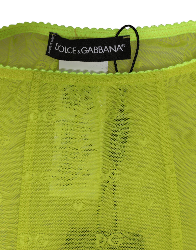 Dolce & Gabbana Neon Green Logo Lace Leggings Pants