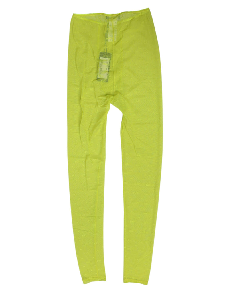 Dolce & Gabbana Neon Green Logo Lace Leggings Pants
