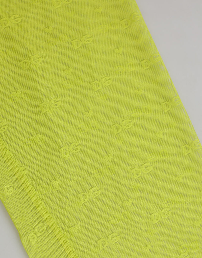 Dolce & Gabbana Neon Green Logo Lace Leggings Pants