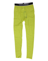 Dolce & Gabbana Neon Green Nylon Logo Lace Leggings Pants
