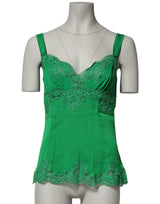 Dolce & Gabbana Green Floral Lace Tank Lingerie Top