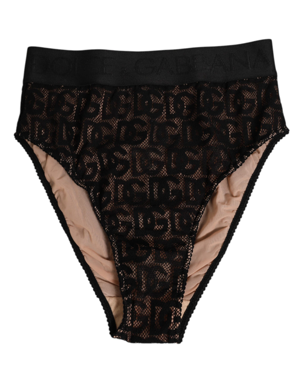 Dolce & Gabbana Black DG Logo Lace High Brief Panty