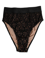 Dolce & Gabbana Black DG Logo Lace High Brief Panty
