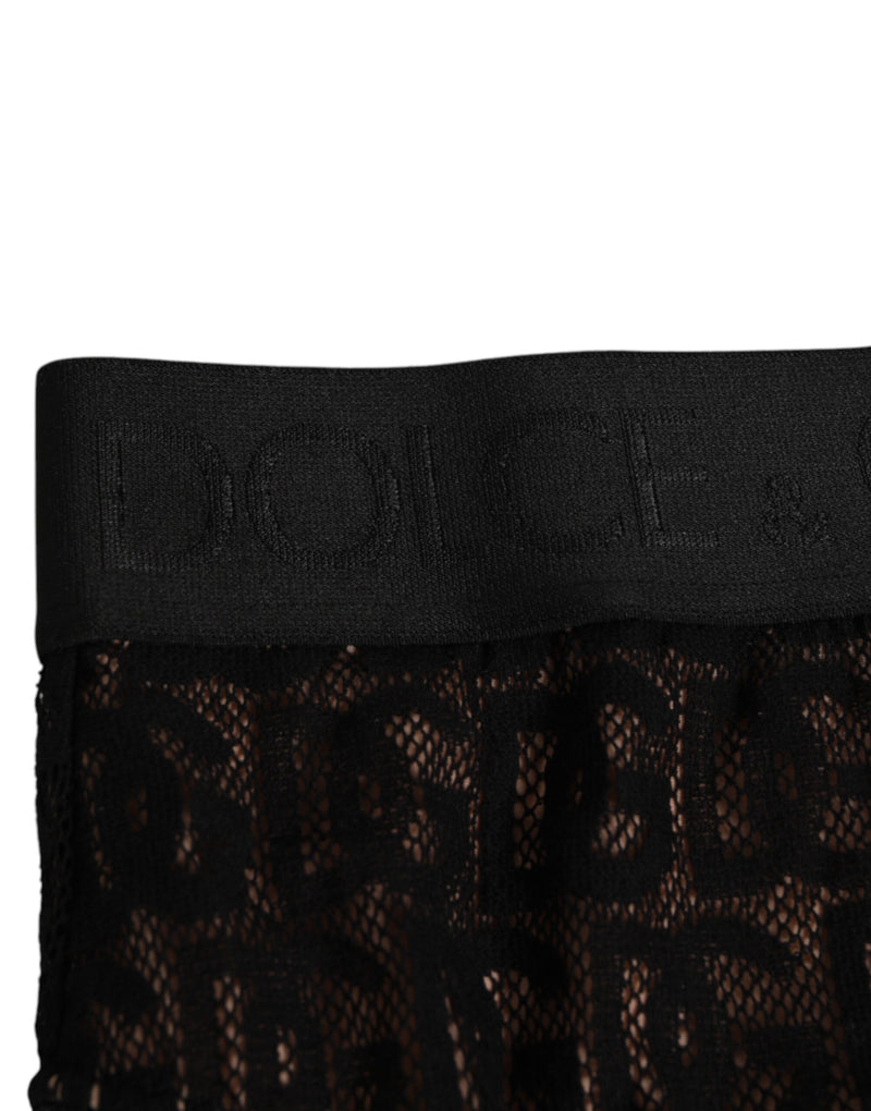 Dolce & Gabbana Black DG Logo Lace High Brief Panty