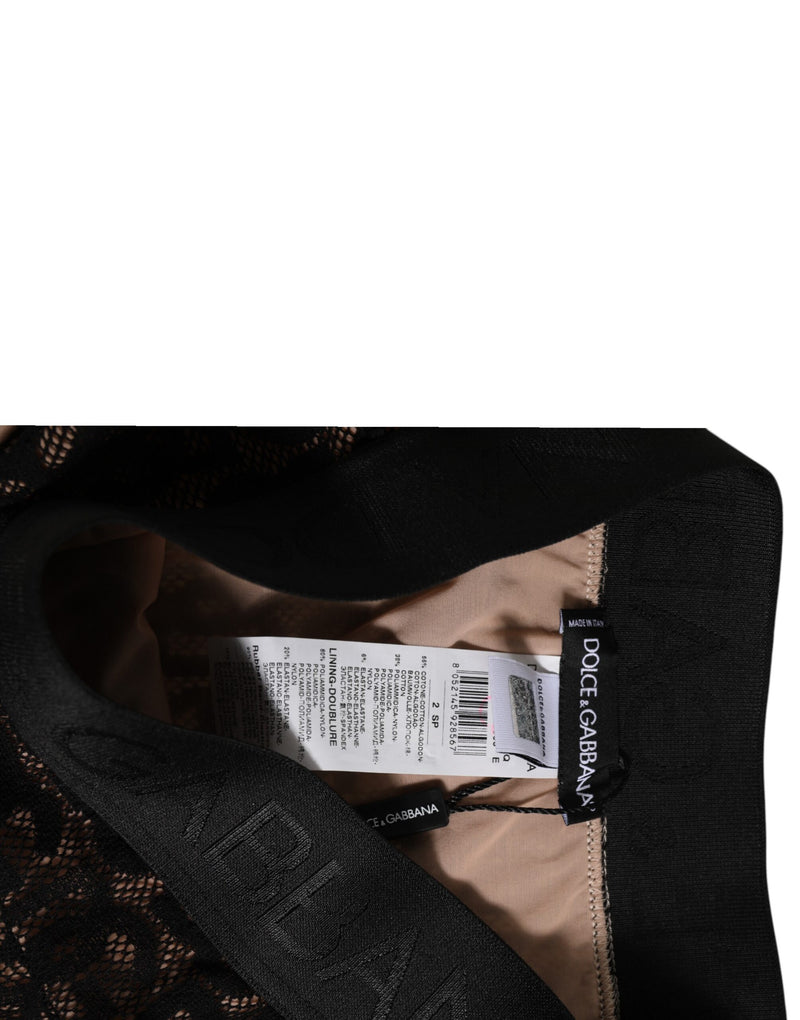 Dolce & Gabbana Black DG Logo Lace High Brief Panty