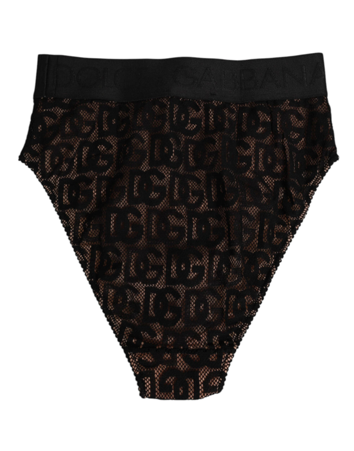 Dolce & Gabbana Black DG Logo Lace High Brief Panty