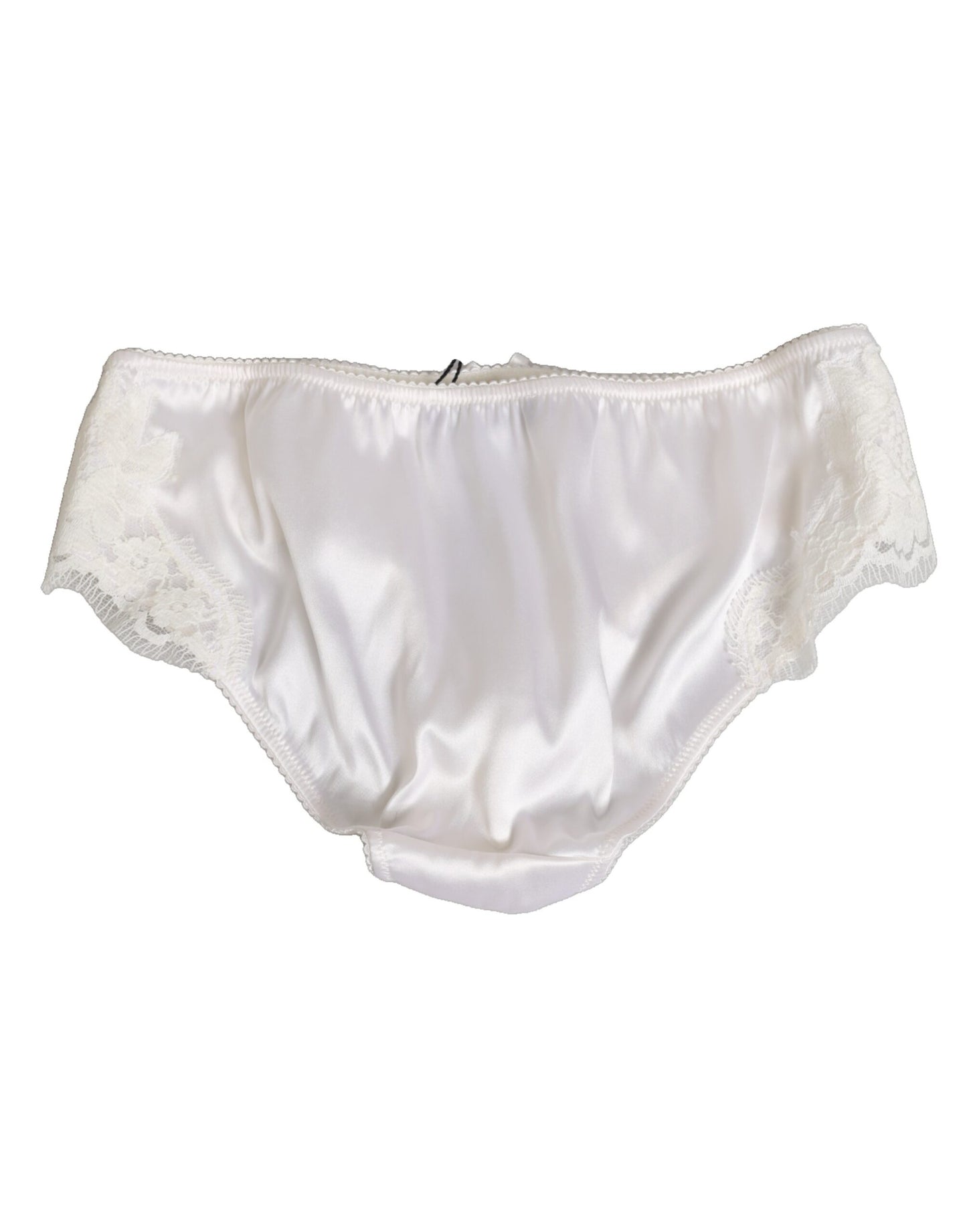Dolce & Gabbana White Silk Satin Floral Lace Panty Brief Underwear