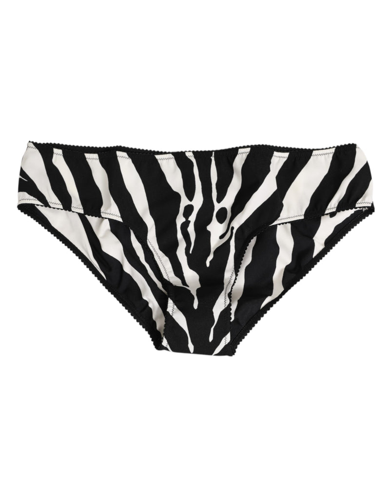 Dolce & Gabbana Black White Zebra Print Slip Briefs