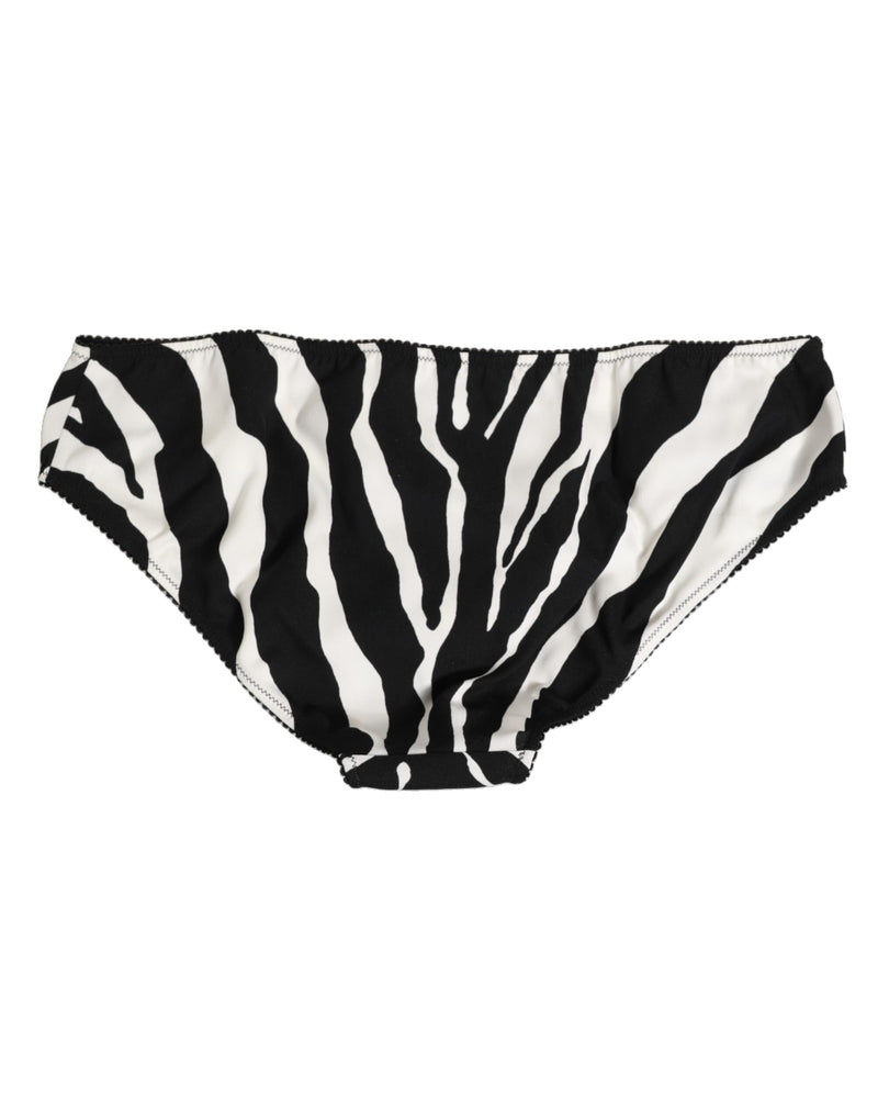 Dolce & Gabbana Black White Zebra Print Slip Briefs
