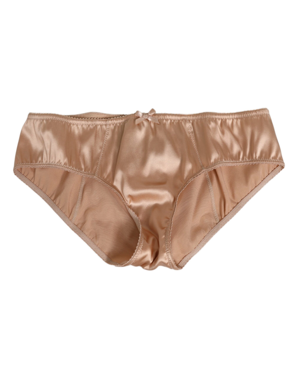 Dolce & Gabbana Beige Silk Satin Floral Lace Panty Briefs