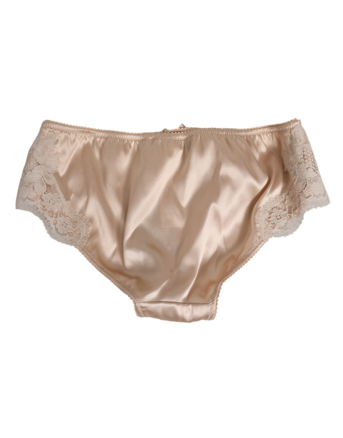 Dolce & Gabbana Beige Silk Satin Floral Lace Panty Briefs