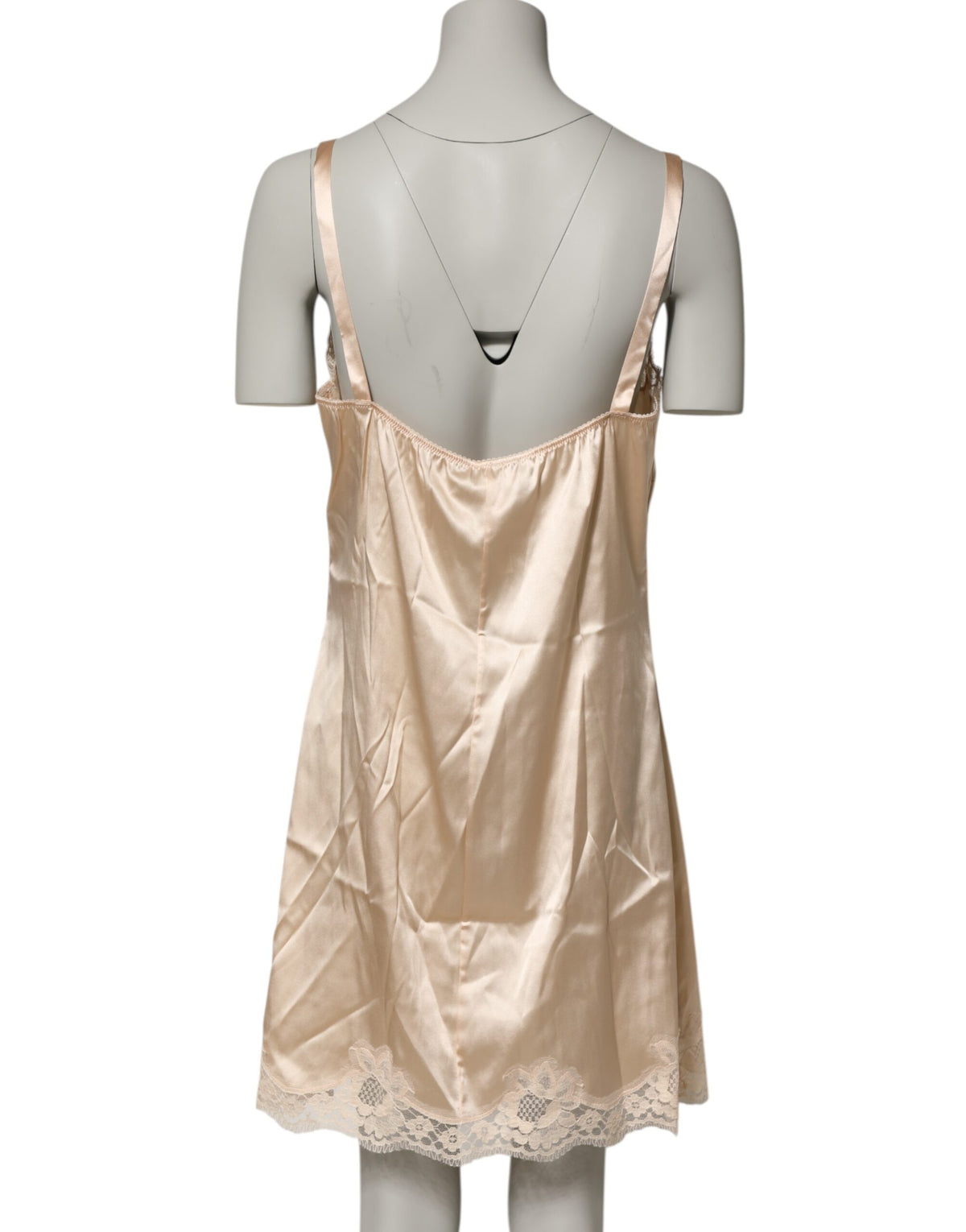 Dolce & Gabbana Chemise Lingerie en Soie Nude avec Dentelle