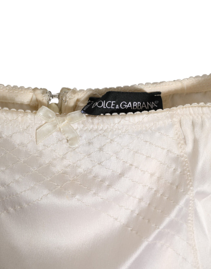 Dolce & Gabbana Off White Silk High Waist Girdle Panty