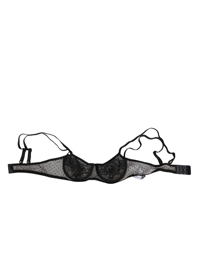 Dolce & Gabbana Black Floral Underwired Balconette Bra