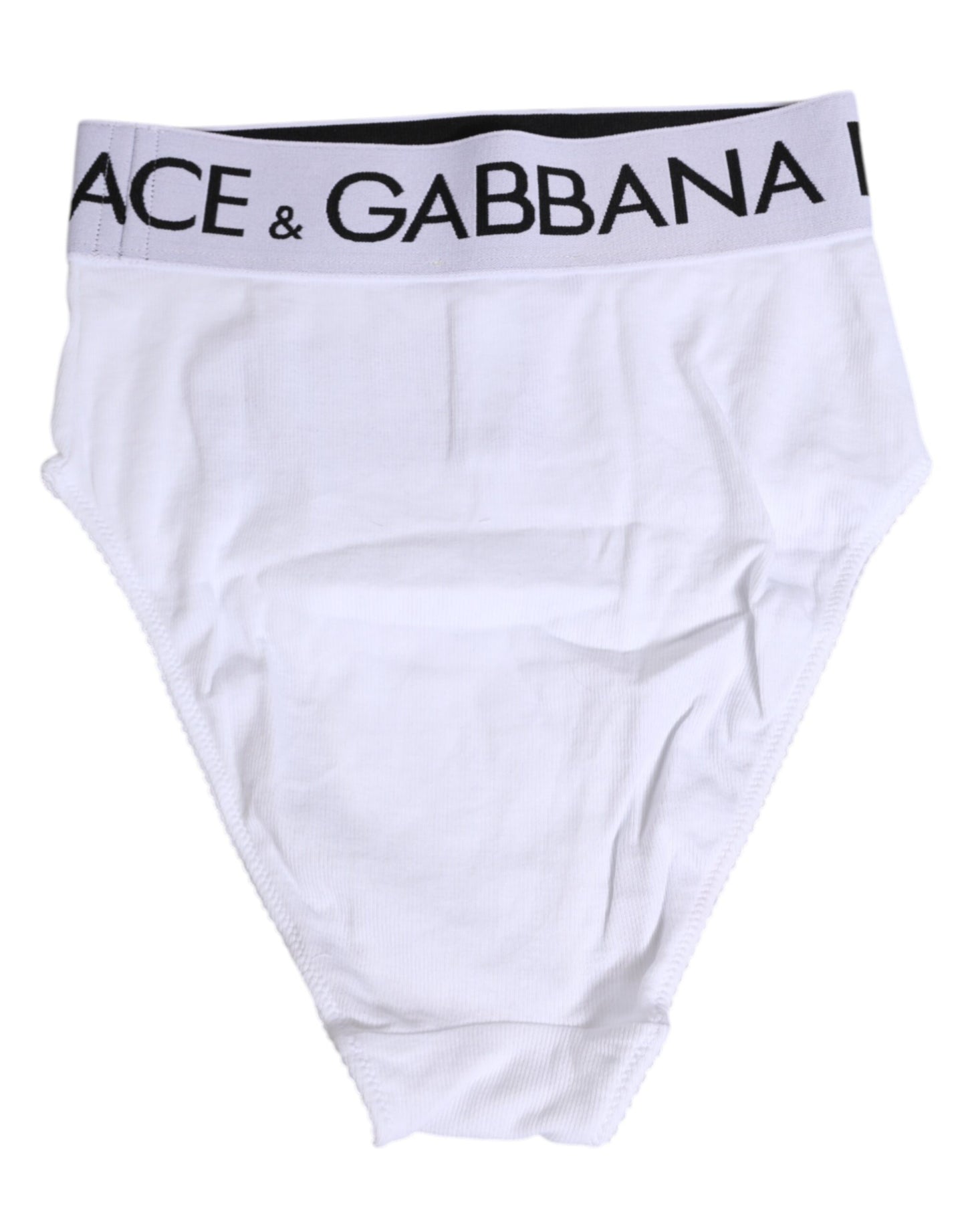 Dolce & Gabbana White Cotton Stretch High Waist Panty Underwear