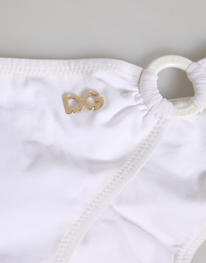 Dolce & Gabbana White Logo Swimsuit 2 Piece Top Bottom Swimwear