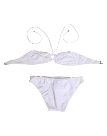 Dolce & Gabbana White Logo Swimsuit 2 Piece Top Bottom Swimwear