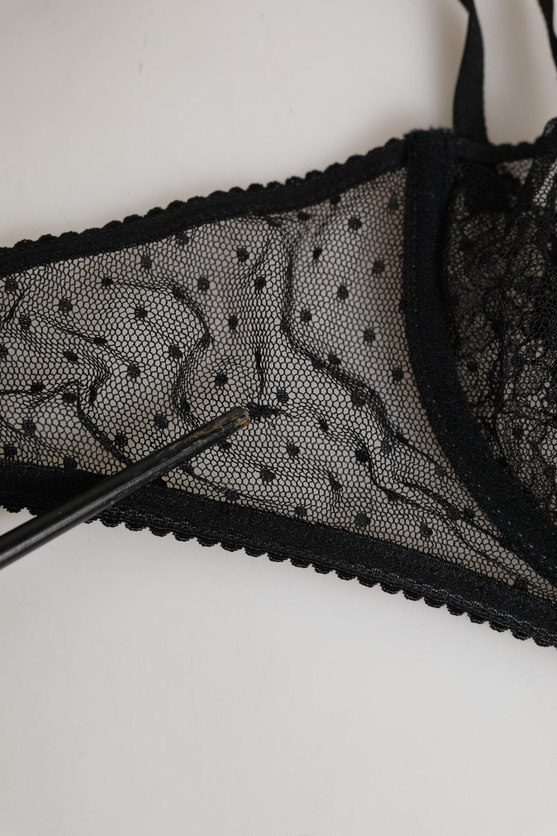 Dolce & Gabbana Black Floral Underwired Balconette Bra