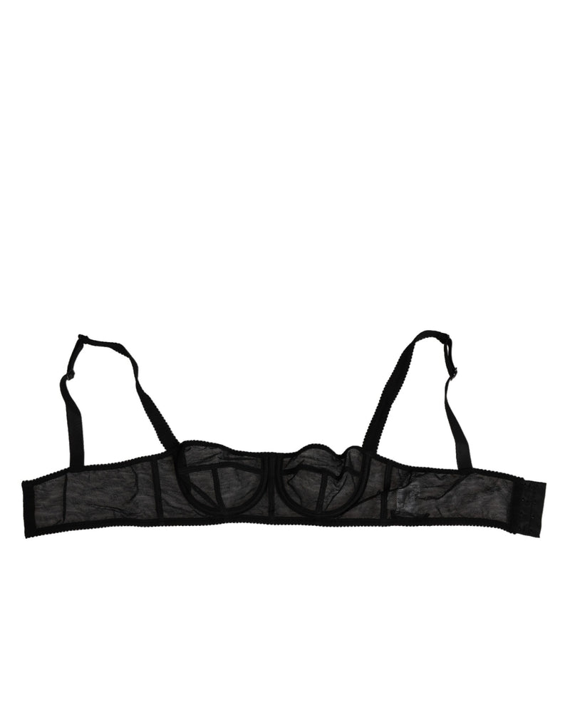 Dolce & Gabbana Black Floral Underwired Balconette Bra