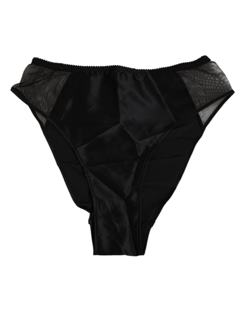 Dolce & Gabbana Black Silk Stretch High Waist Panty