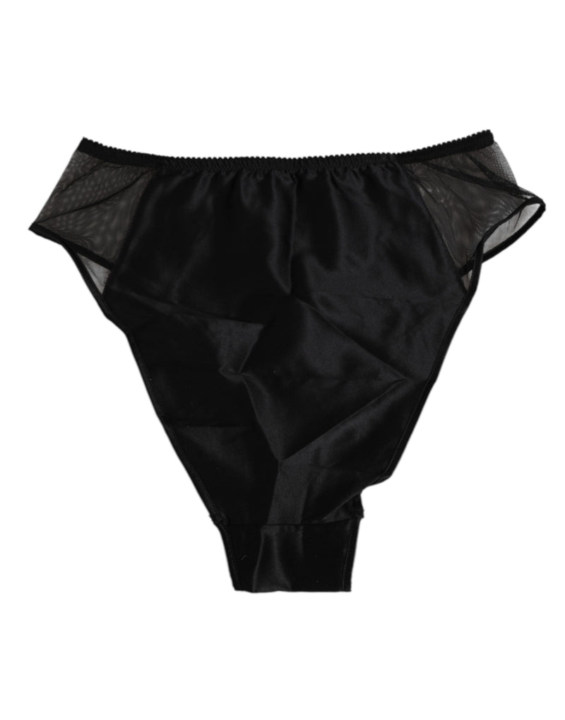 Dolce & Gabbana Black Silk Stretch High Waist Panty