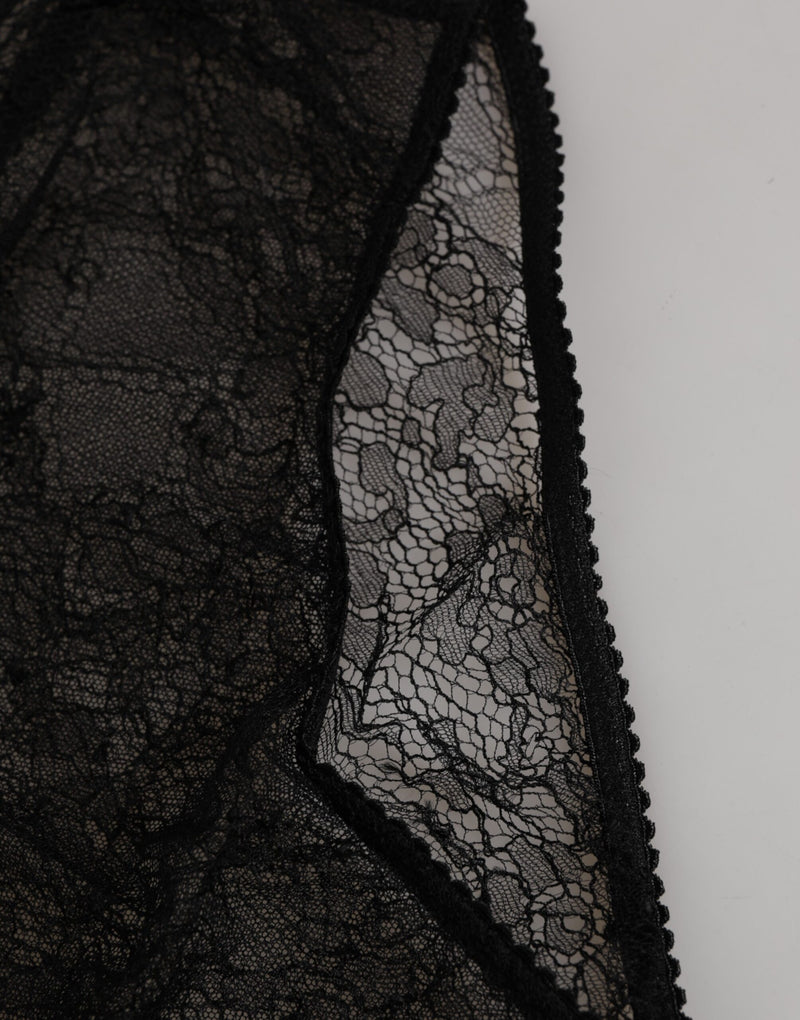Dolce & Gabbana Black Nylon Stretch High Waist Panty Underwear
