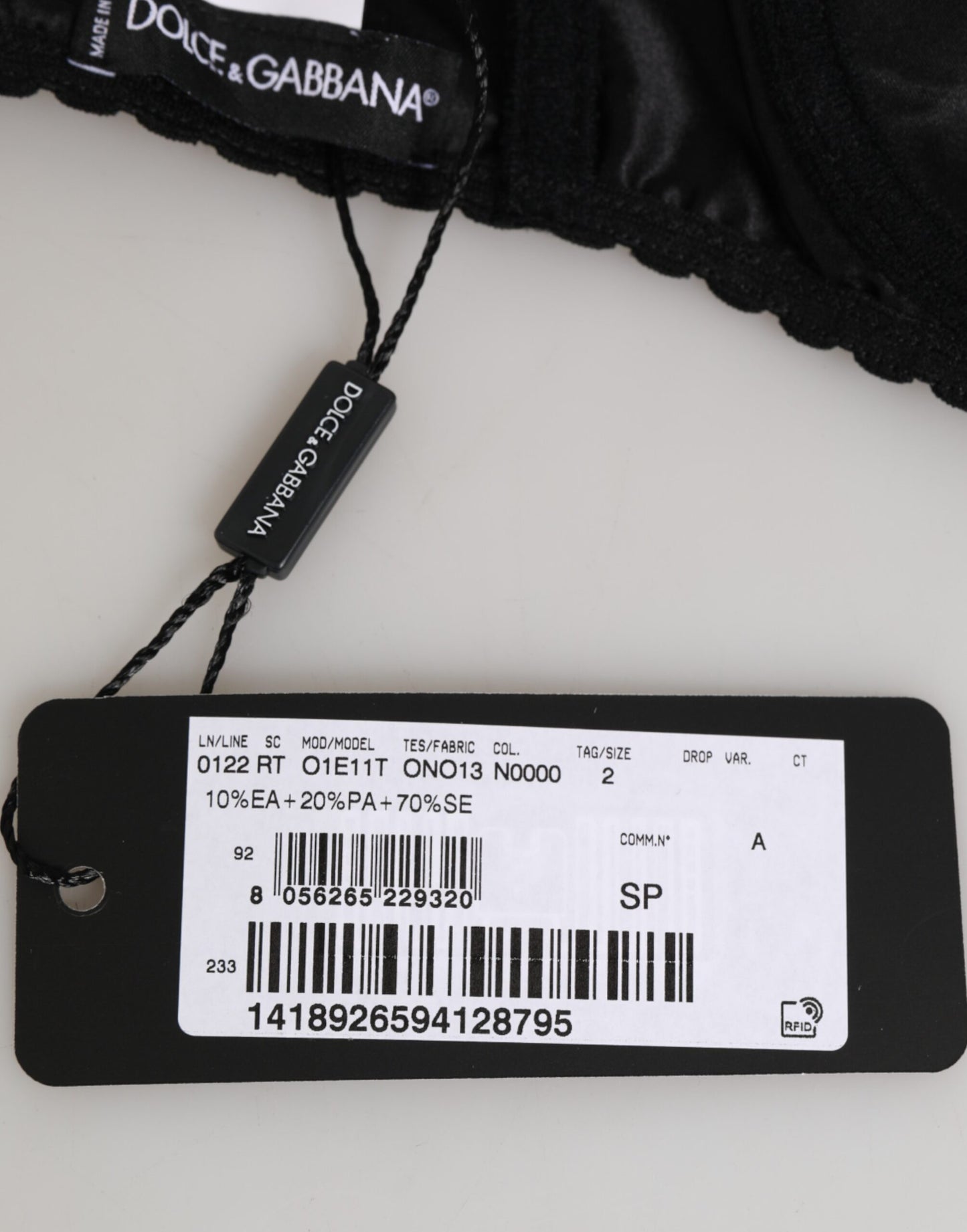 Dolce & Gabbana Black Silk Underwired Balconette Bra Underwear