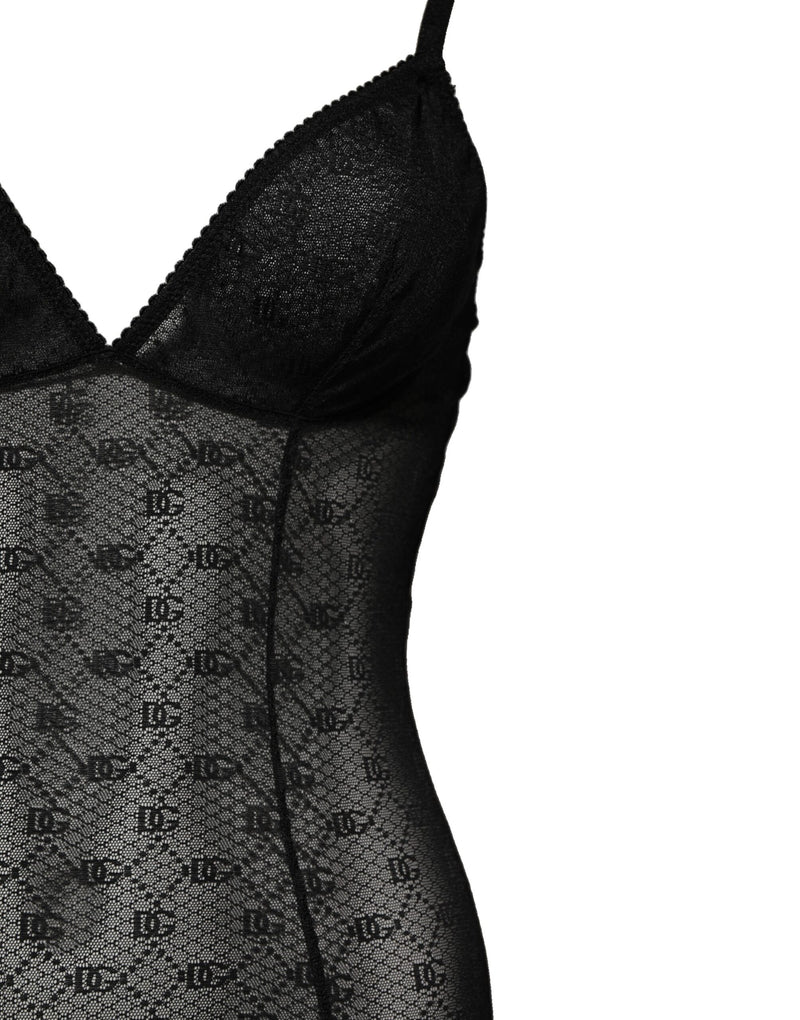 Dolce & Gabbana Black Nylon Stretch Bodysuit Lingerie