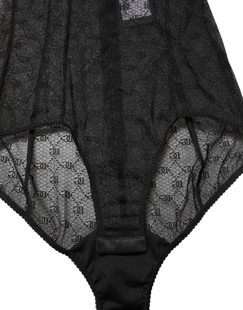 Dolce & Gabbana Black Nylon Stretch Bodysuit Lingerie