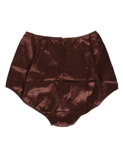 Dolce & Gabbana Brown Silk Stretch High Waist Girdle Underwear