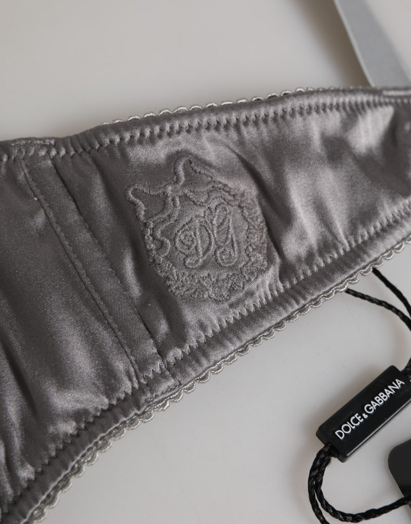 Dolce & Gabbana Gray Silk Underwired Balconette Bra