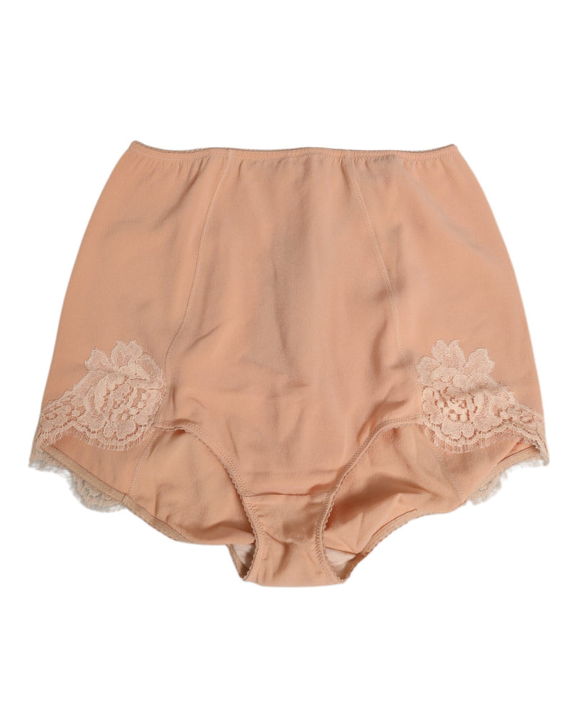 Dolce & Gabbana Beige Silk Stretch High Waist Girdle Underwear
