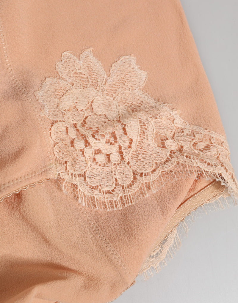 Dolce & Gabbana Beige Silk Stretch High Waist Girdle Underwear