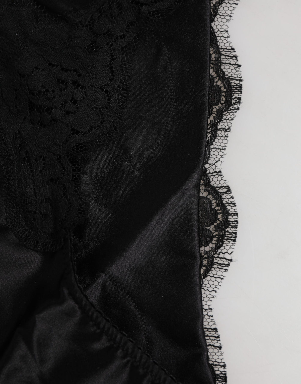 Dolce & Gabbana Black Silk Satin Floral Lace Panty Briefs
