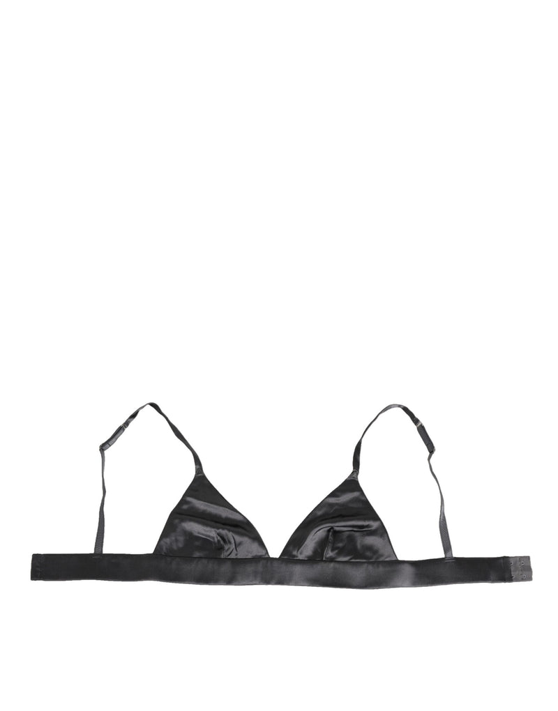 Dolce & Gabbana Black Silk Satin Triangle Bikini Bra
