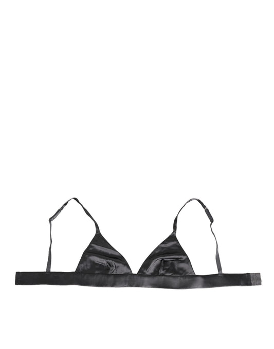 Dolce & Gabbana Black Silk Satin Triangle Bikini Bra