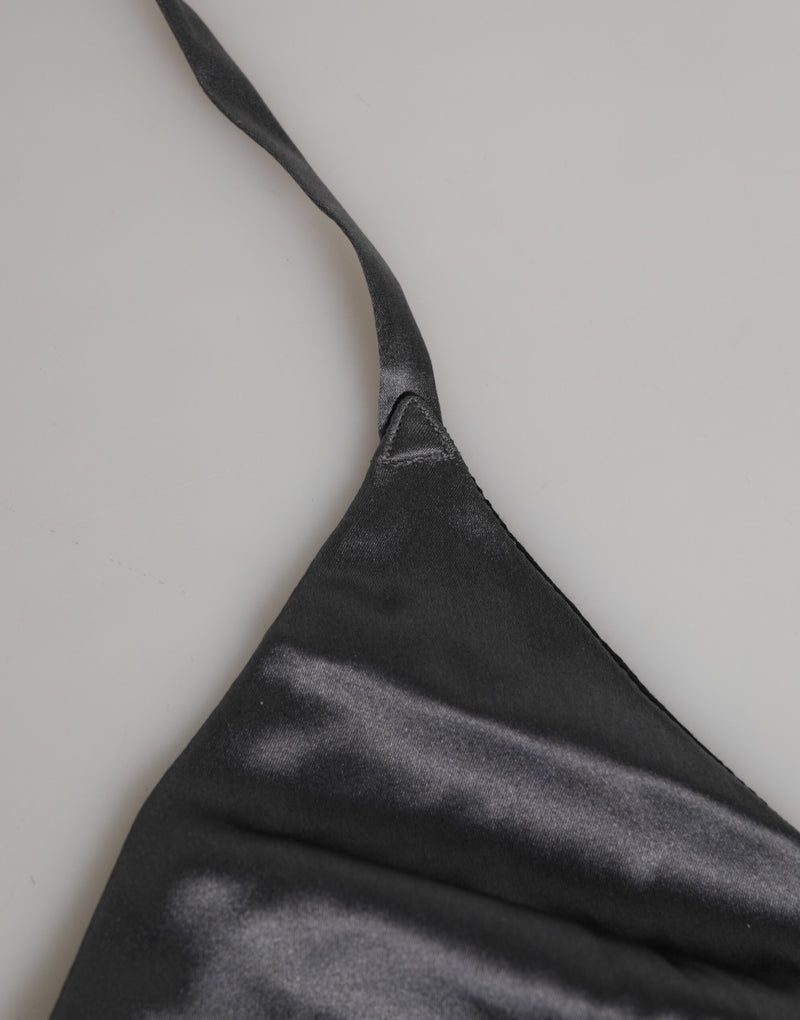 Dolce & Gabbana Black Silk Satin Triangle Bikini Bra