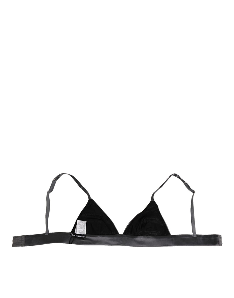 Dolce & Gabbana Black Silk Satin Triangle Bikini Bra